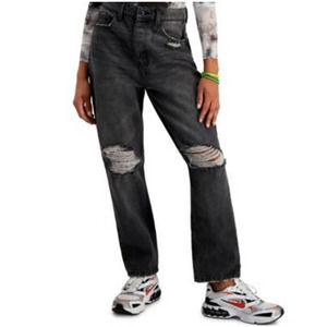 Vanilla Star Juniors Sz 7/28 90's Straight Jean Distressed Jeans Button Fly‎ NWT